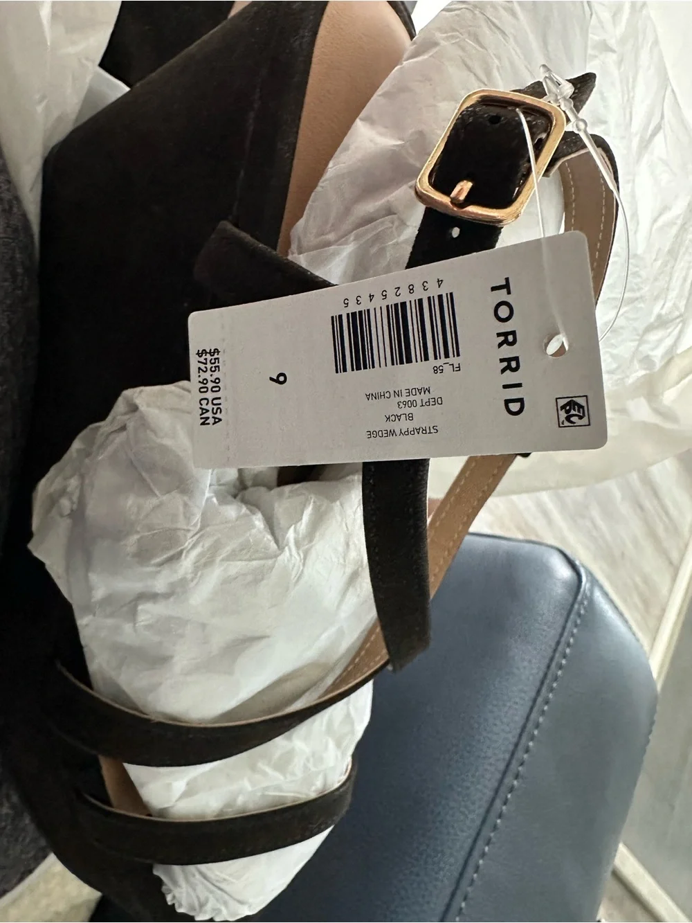 torrid Black Suede Wedge Sandals 9ww NWT
